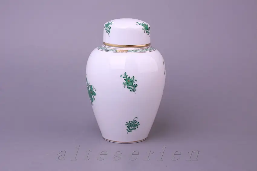 Vase Deckelvase Modell 6452 - Herend Ungarn Apponyi grün