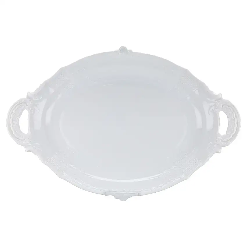 Fleischplatte groß L 41,5 cm - Fürstenberg Solitude weiß