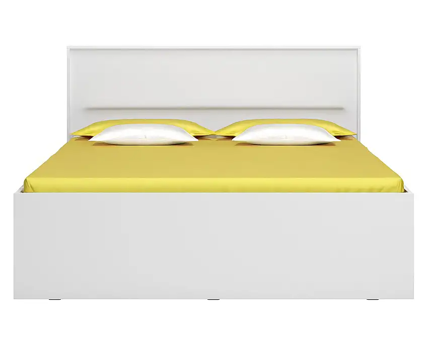 Neutrales Doppelbett Brus 08, Farbe: Weiß, gut kombinierbar, schlichtes Design, Liegefläche: 160 x 200 cm, stabil und langlebig, ABS-Kantenschutz