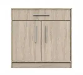 Kommode | 85 x 86 x 41 cm | Eiche | Grampian 01 | 2 Türen | 1 Schublade | 2 Fächer | dünne silberfarbene Griffe | Holzoptik | Einfarbig | eckig