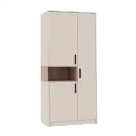Kleiderschrank | viel Stauraum | Fafe 01 | Kaschmir / Eiche Cremona | 195 x 88 x 54 cm | eine Kleiderstange | 8 Fächer | 3 Türen | Soft Close