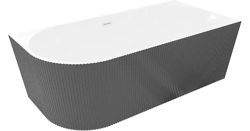 Mexen Silo freistehende Eckbadewanne rechts geriffelt 170 x 80 cm, weiß/grau, Überlauf weiß - 52891708062P-20