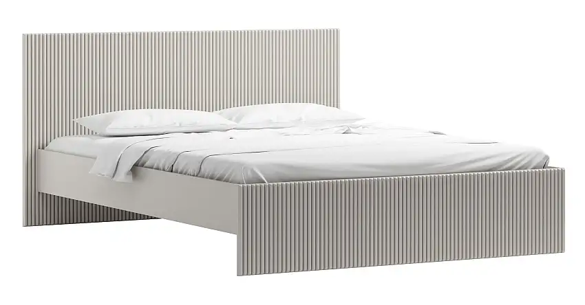 Einzelbett in Kaschmir, Liegefläche 90 x 200 cm, Rillenmuster an Kopf- und Fußteil, inkl. Lattenrost, modernes Gästebett, sehr stabil und langlebig